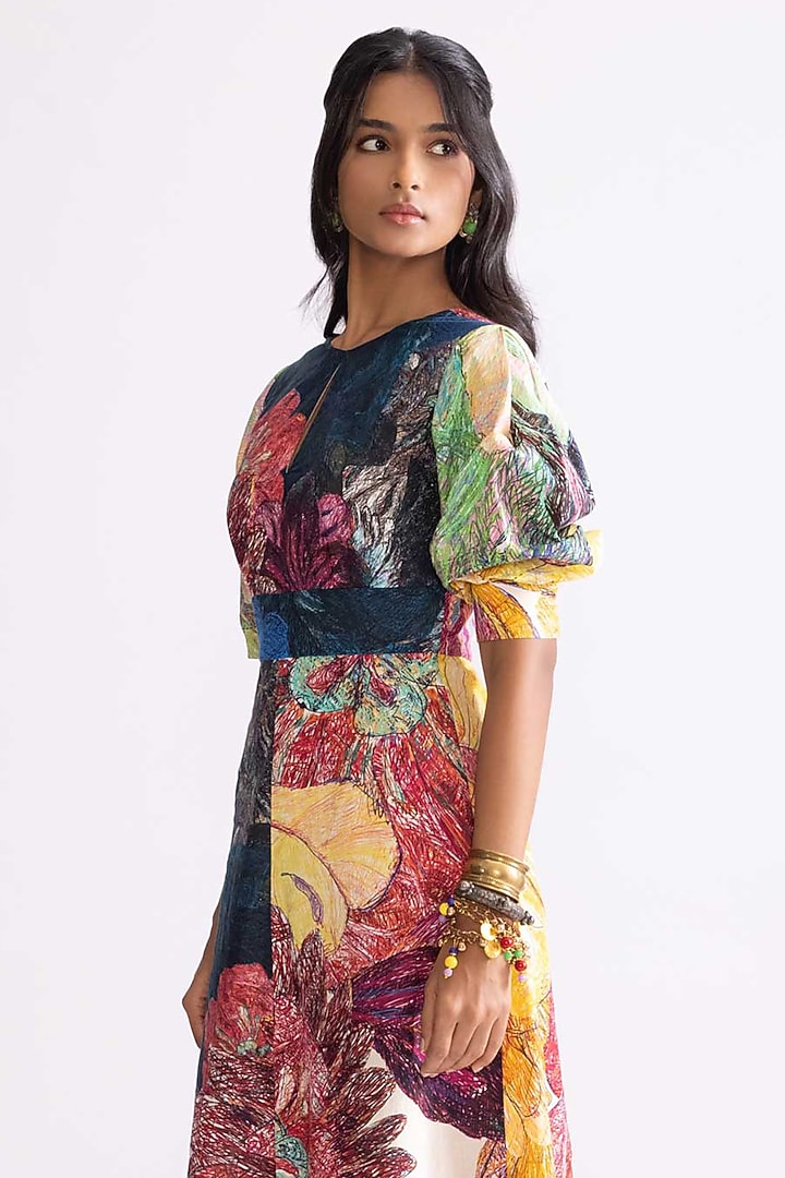 Multi-Colored Cambric Daisy Printed Maxi Vacation Dress by Saaksha & Kinni at Pernia's Pop Up Shop