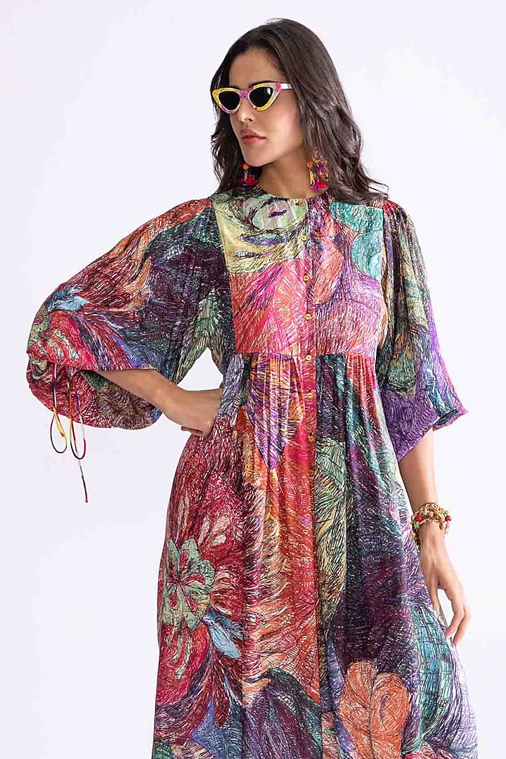 Multi-Colored Habutai Daisy Printed Summer Dress by Saaksha & Kinni at Pernia's Pop Up Shop