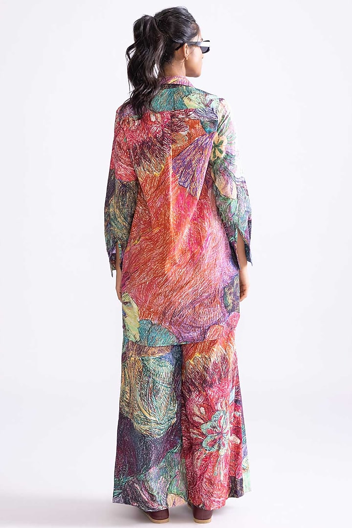 Multi-Colored Mushroom Twill Daisy Printed Blazer Set by Saaksha & Kinni at Pernia's Pop Up Shop