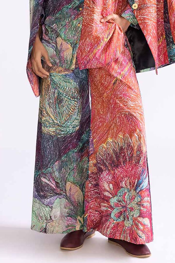 Multi-Colored Mushroom Twill Daisy Printed Blazer Set by Saaksha & Kinni at Pernia's Pop Up Shop
