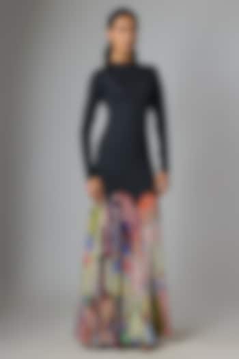 Black & Multi-Colored Lycra Vacation Dress by Saaksha & Kinni at Pernia's Pop Up Shop