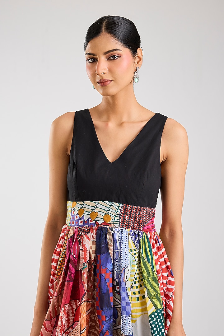 Multi-Colored Poplin & Cambric Abstract Printed Mini Vacation Dress by Saaksha & Kinni at Pernia's Pop Up Shop