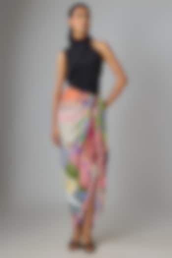 Black & Multi-Colored Crepe Vacation Dress by Saaksha & Kinni at Pernia's Pop Up Shop