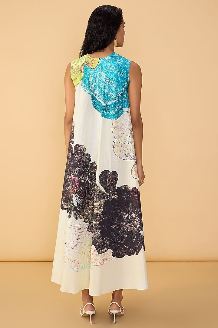 Multi-Colored Poplin Abstract Printed Midi Vacation Dress by Saaksha & Kinni at Pernia's Pop Up Shop