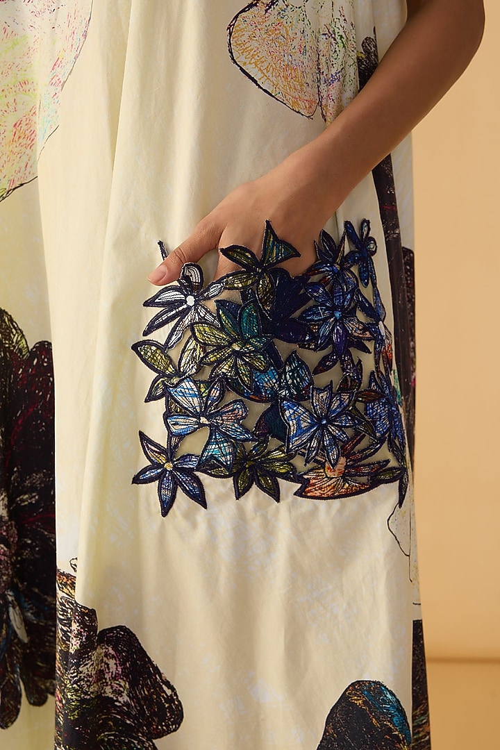 Multi-Colored Poplin Abstract Printed Midi Vacation Dress by Saaksha & Kinni at Pernia's Pop Up Shop