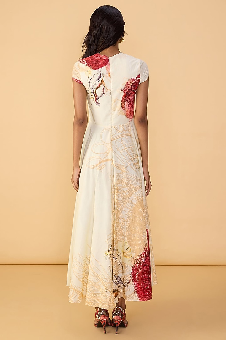 Multi-Colored Cambric Abstract Printed Pleated Maxi Vacation Dress by Saaksha & Kinni at Pernia's Pop Up Shop