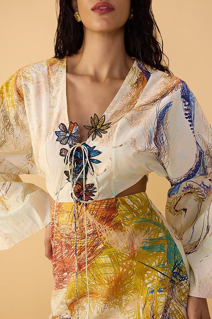 Multi-Colored Poplin Abstract Printed Mini Vacation Dress by Saaksha & Kinni at Pernia's Pop Up Shop