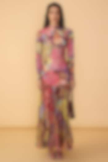 Multi-Colored Lycra Abstract Floral Printed Maxi Vacation Dress by Saaksha & Kinni at Pernia's Pop Up Shop