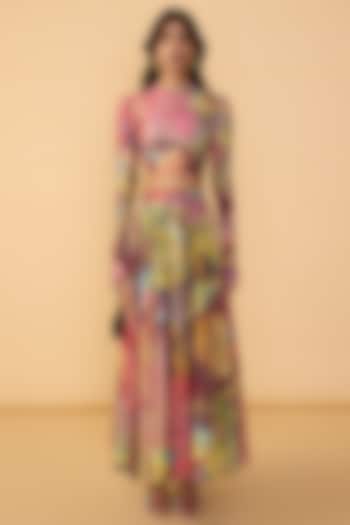 Multi-Colored Cambric Abstract Printed Maxi Skirt Set by Saaksha & Kinni at Pernia's Pop Up Shop