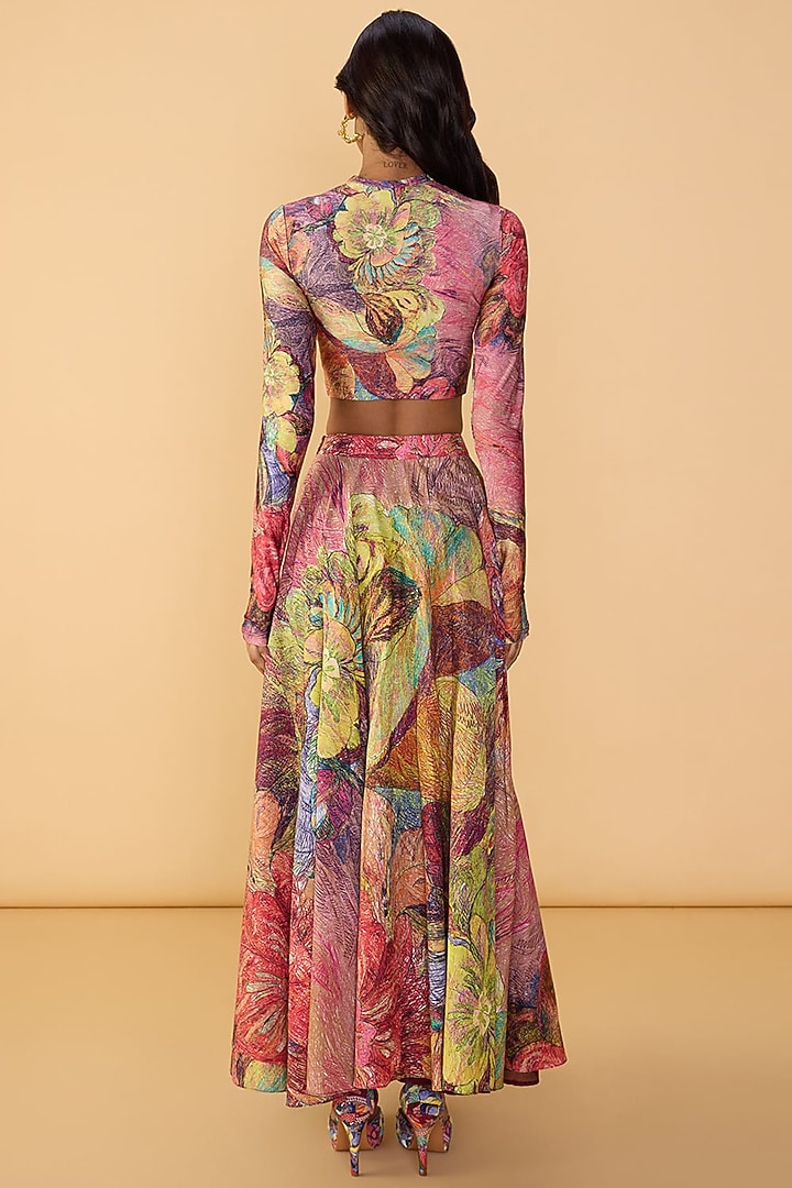 Multi-Colored Cambric Abstract Printed Maxi Skirt Set by Saaksha & Kinni at Pernia's Pop Up Shop