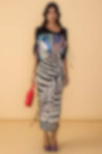 Black & White Cotton Silk Abstract Printed Kaftan-Style Vacation Dress by Saaksha & Kinni at Pernia's Pop Up Shop