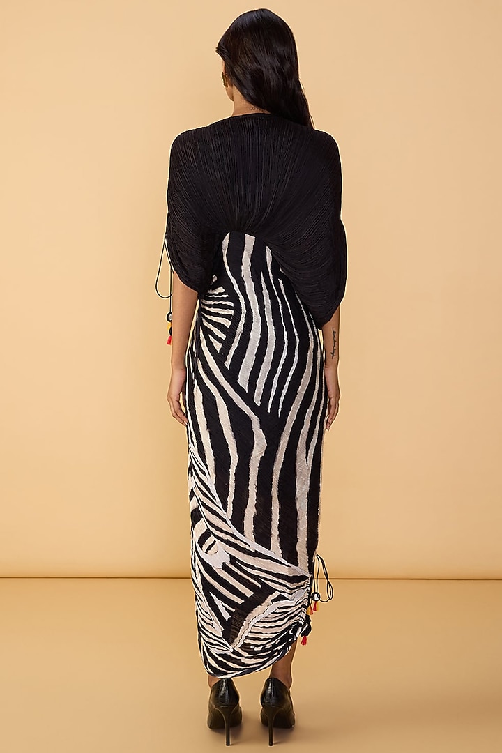 Black & White Cotton Silk Abstract Printed Kaftan-Style Vacation Dress by Saaksha & Kinni at Pernia's Pop Up Shop