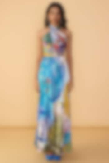Multi-Colored Habutai Abstract Scribble Printed Maxi Vacation Dress by Saaksha & Kinni at Pernia's Pop Up Shop