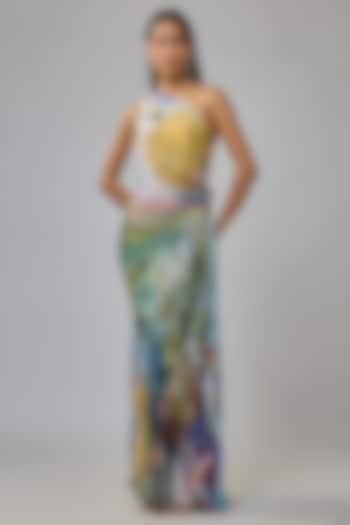 Multi-Colored Polyester Abstract Printed Maxi Vacation Dress by Saaksha & Kinni at Pernia's Pop Up Shop