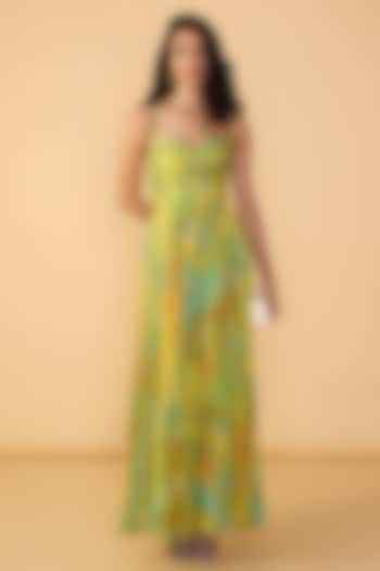 Multi-Colored Chiffon Abstract Floral Printed Maxi Vacation Dress by Saaksha & Kinni at Pernia's Pop Up Shop