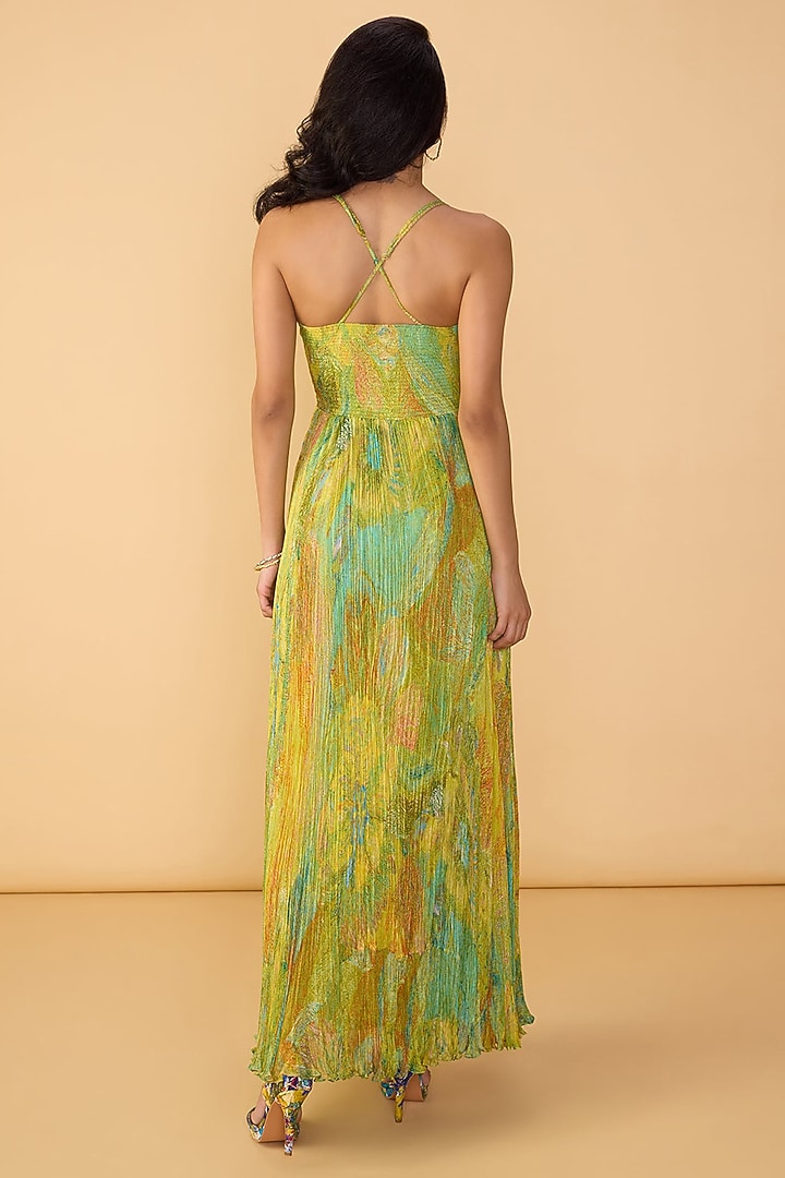 Multi-Colored Chiffon Abstract Floral Printed Maxi Vacation Dress by Saaksha & Kinni at Pernia's Pop Up Shop