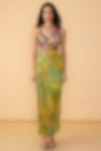 Multi-Colored Poly Florence Chiffon Abstract Floral Printed Maxi Vacation Dress by Saaksha & Kinni at Pernia's Pop Up Shop