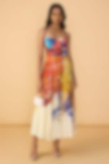 Multi-Colored Cambric Abstract Printed Midi Vacation Dress by Saaksha & Kinni at Pernia's Pop Up Shop