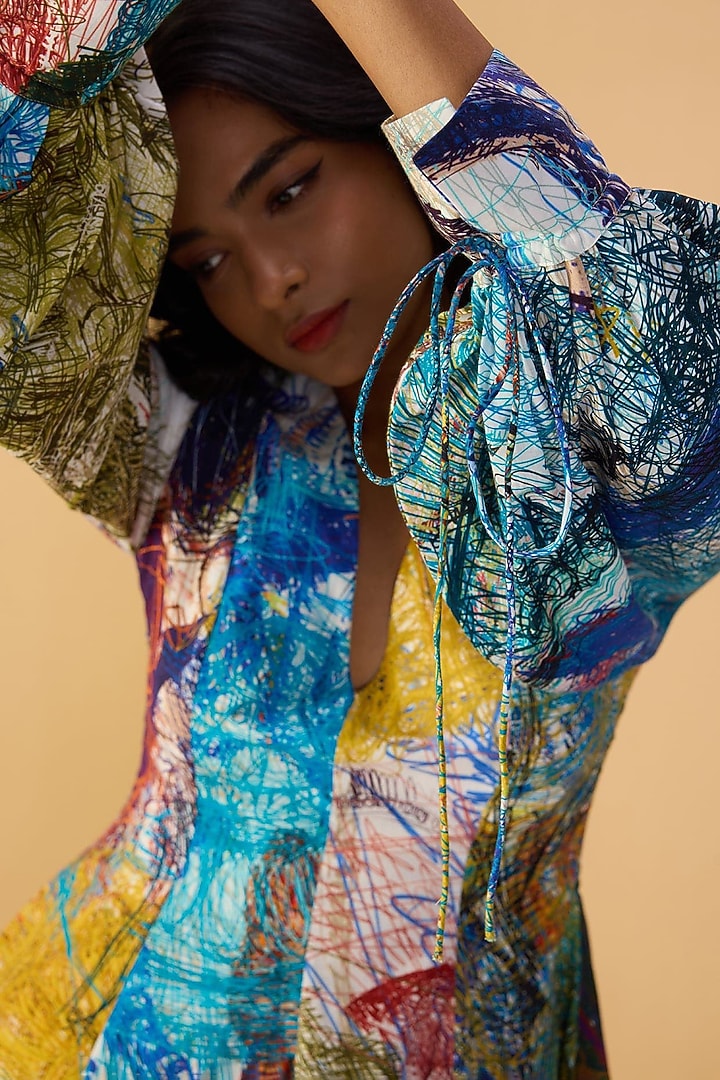 Multi-Colored Cambric Abstract Printed Mini Vacation Dress by Saaksha & Kinni at Pernia's Pop Up Shop