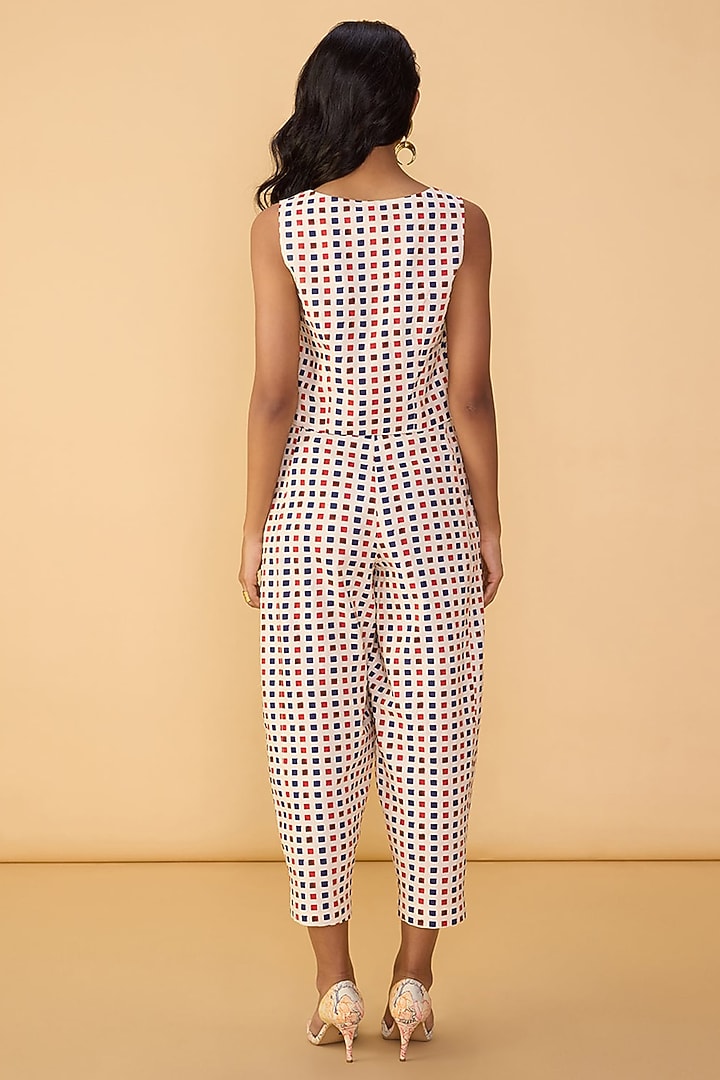 Multi-Colored Drill Checkered Printed Waistcoat Set by Saaksha & Kinni at Pernia's Pop Up Shop