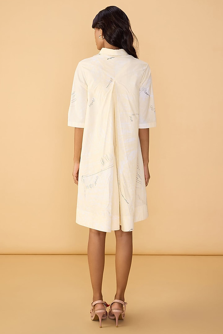 Ivory Poplin Abstract Printed Shirt Vacation Dress by Saaksha & Kinni at Pernia's Pop Up Shop