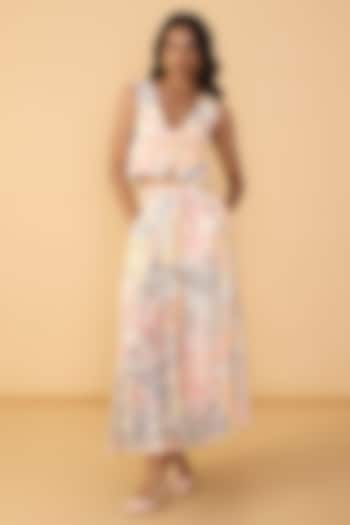 Multi-Colored Crepe abstract Floral Printed Waistcoat Set by Saaksha & Kinni at Pernia's Pop Up Shop
