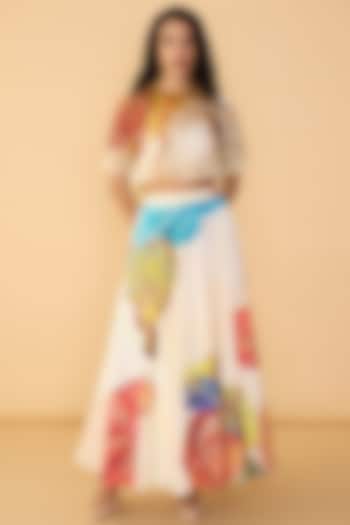 Multi-Colored Poplin Abstract Printed Maxi Skirt Set by Saaksha & Kinni at Pernia's Pop Up Shop