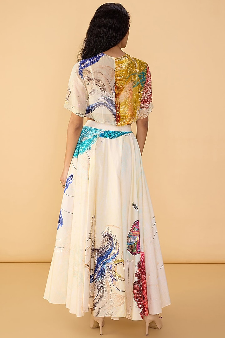 Multi-Colored Poplin Abstract Printed Maxi Skirt Set by Saaksha & Kinni at Pernia's Pop Up Shop