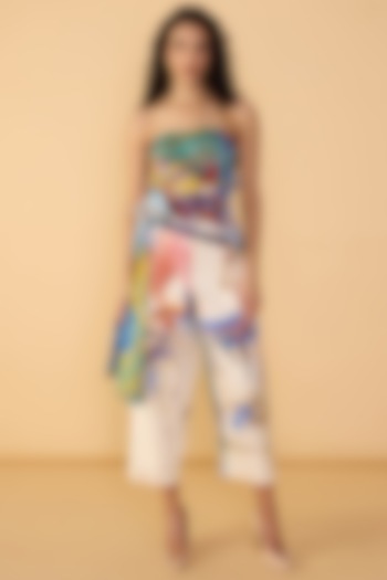 Multi-Colored Cotton Silk Abstract Scribble Printed Co-Ord Set by Saaksha & Kinni at Pernia's Pop Up Shop