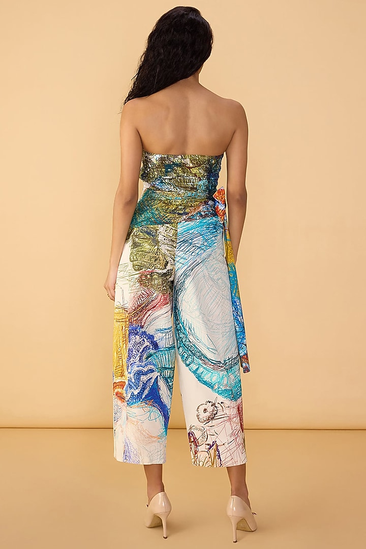 Multi-Colored Cotton Silk Abstract Scribble Printed Co-Ord Set by Saaksha & Kinni at Pernia's Pop Up Shop