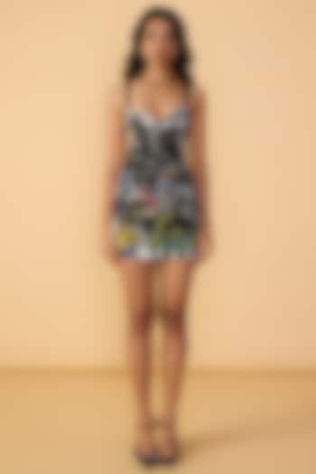 Black & White Cambric Abstract Stripe Printed Mini Cocktail Dress by Saaksha & Kinni at Pernia's Pop Up Shop