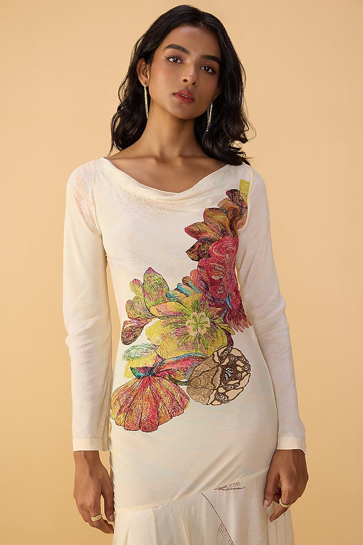 Multi-Colored Crepe Abstract Scribble Printed Maxi Vacation Dress by Saaksha & Kinni at Pernia's Pop Up Shop