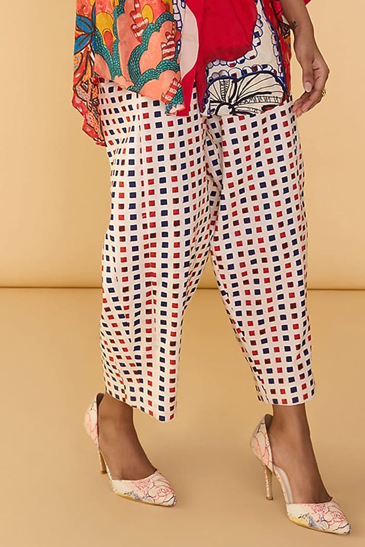 Raspberry Red Cambric Abstract Printed Tunic Set by Saaksha & Kinni at Pernia's Pop Up Shop