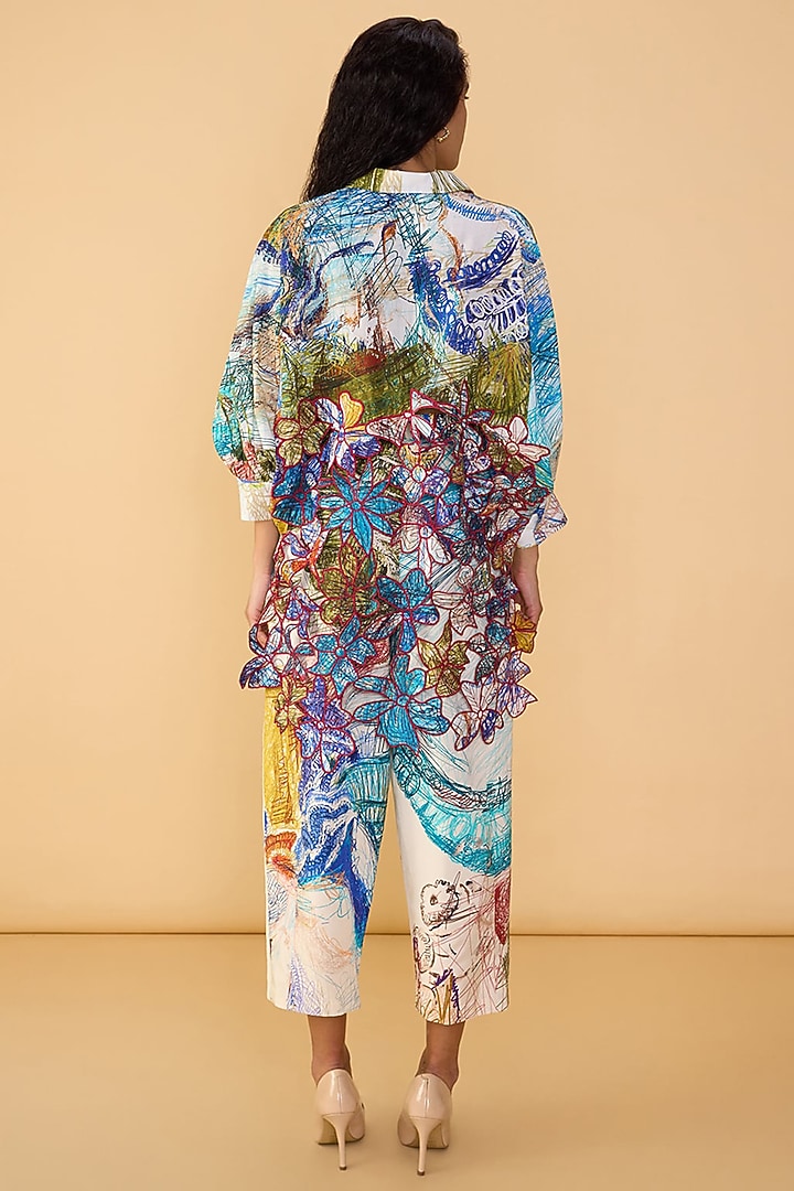 Multi-Colored Cambric Abstract Scribble Printed Co-Ord Set by Saaksha & Kinni at Pernia's Pop Up Shop