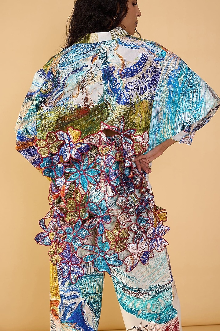 Multi-Colored Cambric Abstract Scribble Printed Co-Ord Set by Saaksha & Kinni at Pernia's Pop Up Shop