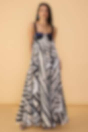 Black & White Cambric Abstract Stripe Printed Maxi Vacation Dress by Saaksha & Kinni at Pernia's Pop Up Shop