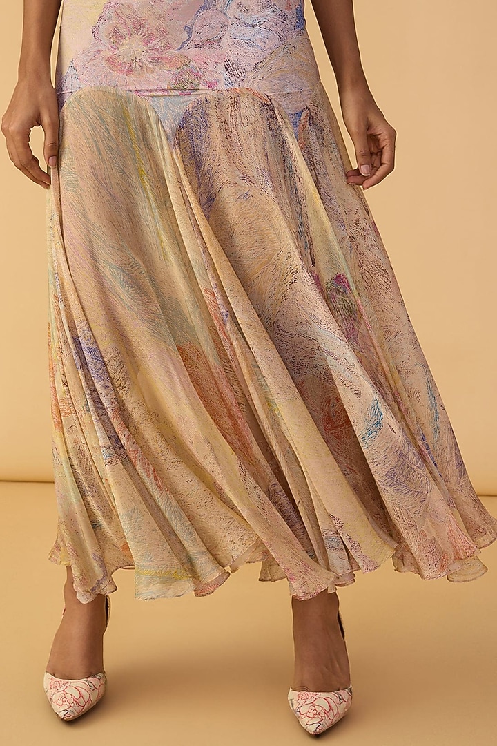 Multi-Colored Chiffon Abstract Floral Printed Maxi Vacation Dress by Saaksha & Kinni at Pernia's Pop Up Shop