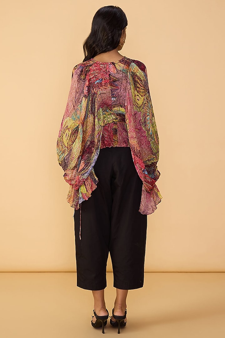 Multi-Colored Cotton Silk Abstract Floral Printed Co-Ord Set by Saaksha & Kinni at Pernia's Pop Up Shop