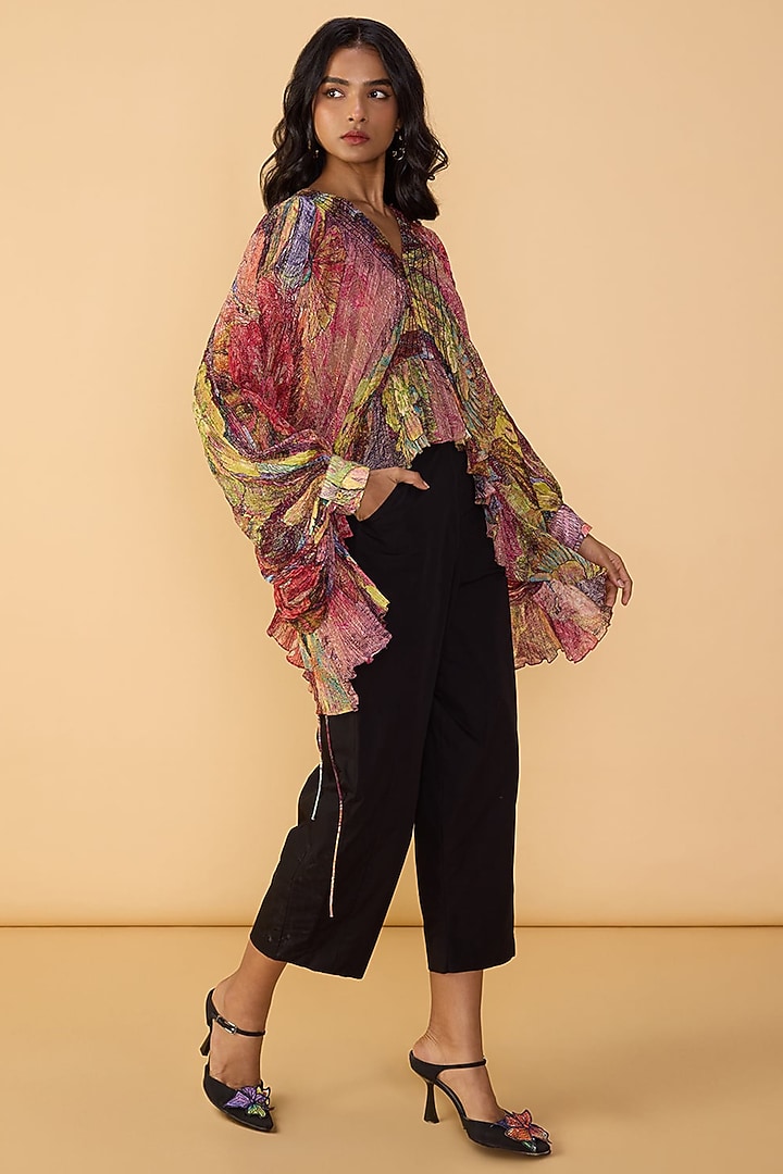 Multi-Colored Cotton Silk Abstract Floral Printed Co-Ord Set by Saaksha & Kinni at Pernia's Pop Up Shop