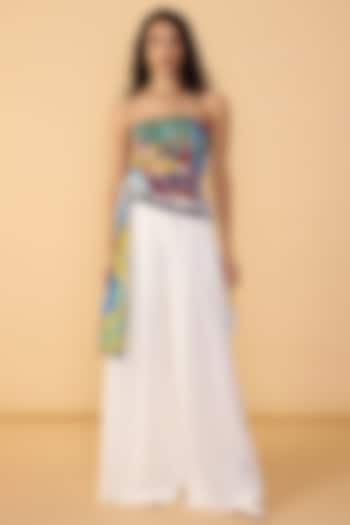 White Polyester Palazzo Pant Set by Saaksha & Kinni at Pernia's Pop Up Shop
