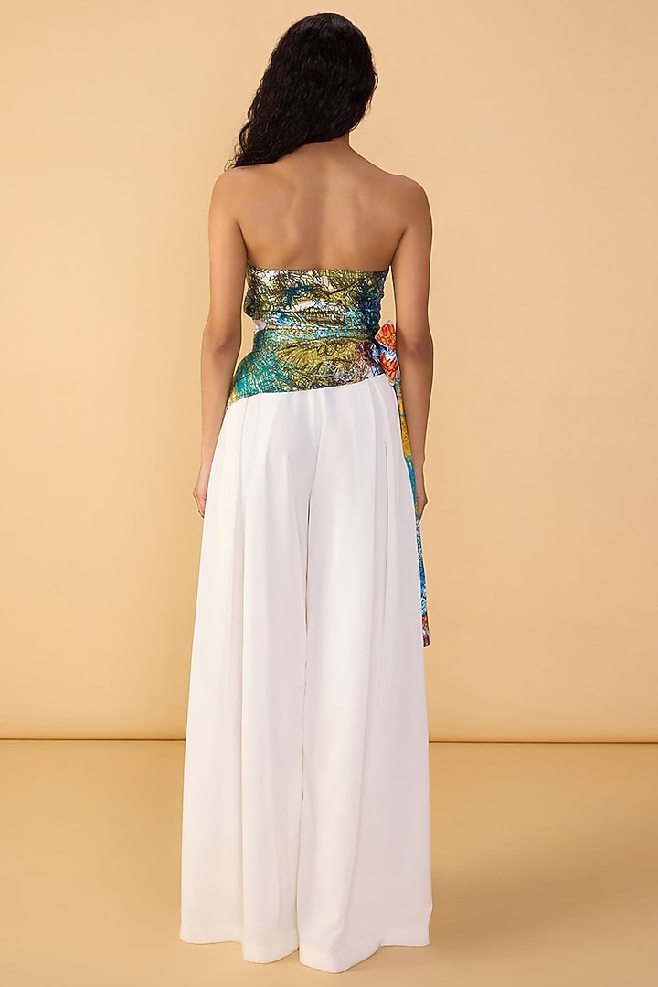 White Polyester Palazzo Pant Set by Saaksha & Kinni at Pernia's Pop Up Shop