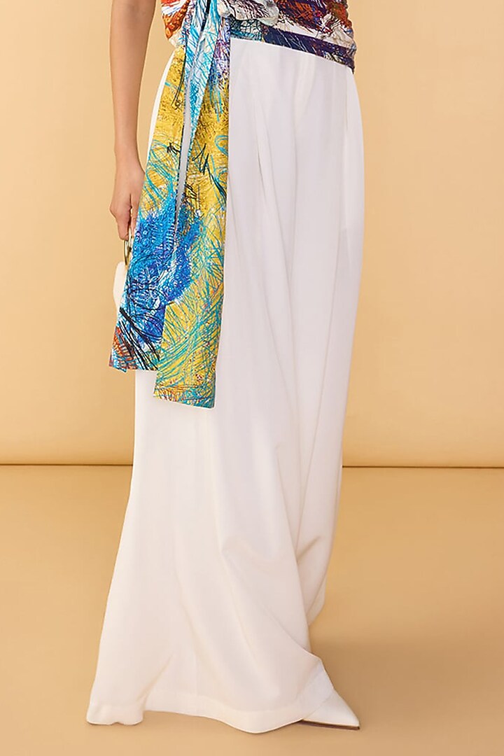 White Polyester Palazzo Pant Set by Saaksha & Kinni at Pernia's Pop Up Shop