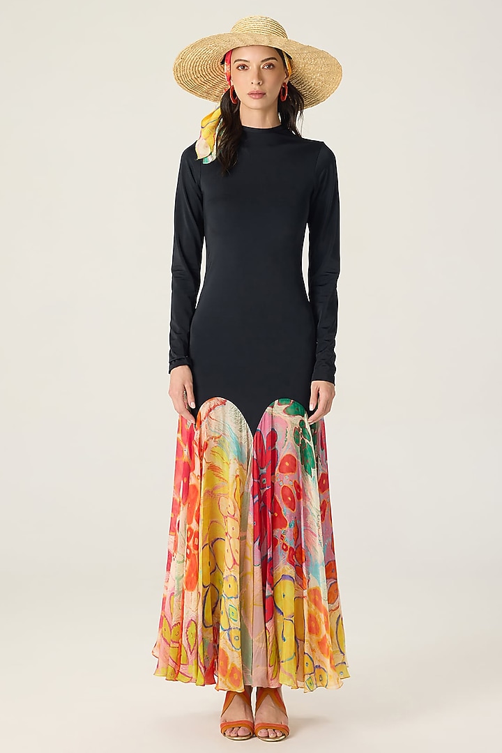 Multi-Colored Chiffon Floral Printed Maxi Vacation Dress by Saaksha & Kinni at Pernia's Pop Up Shop