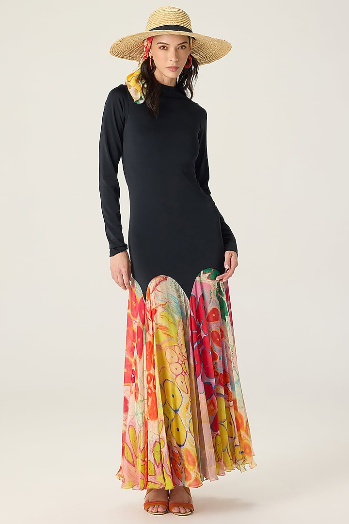 Multi-Colored Chiffon Floral Printed Maxi Vacation Dress by Saaksha & Kinni at Pernia's Pop Up Shop