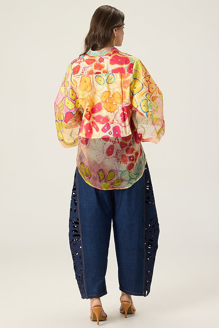 Multi-Colored Silk Organza Floral Printed Co-Ord Set by Saaksha & Kinni at Pernia's Pop Up Shop