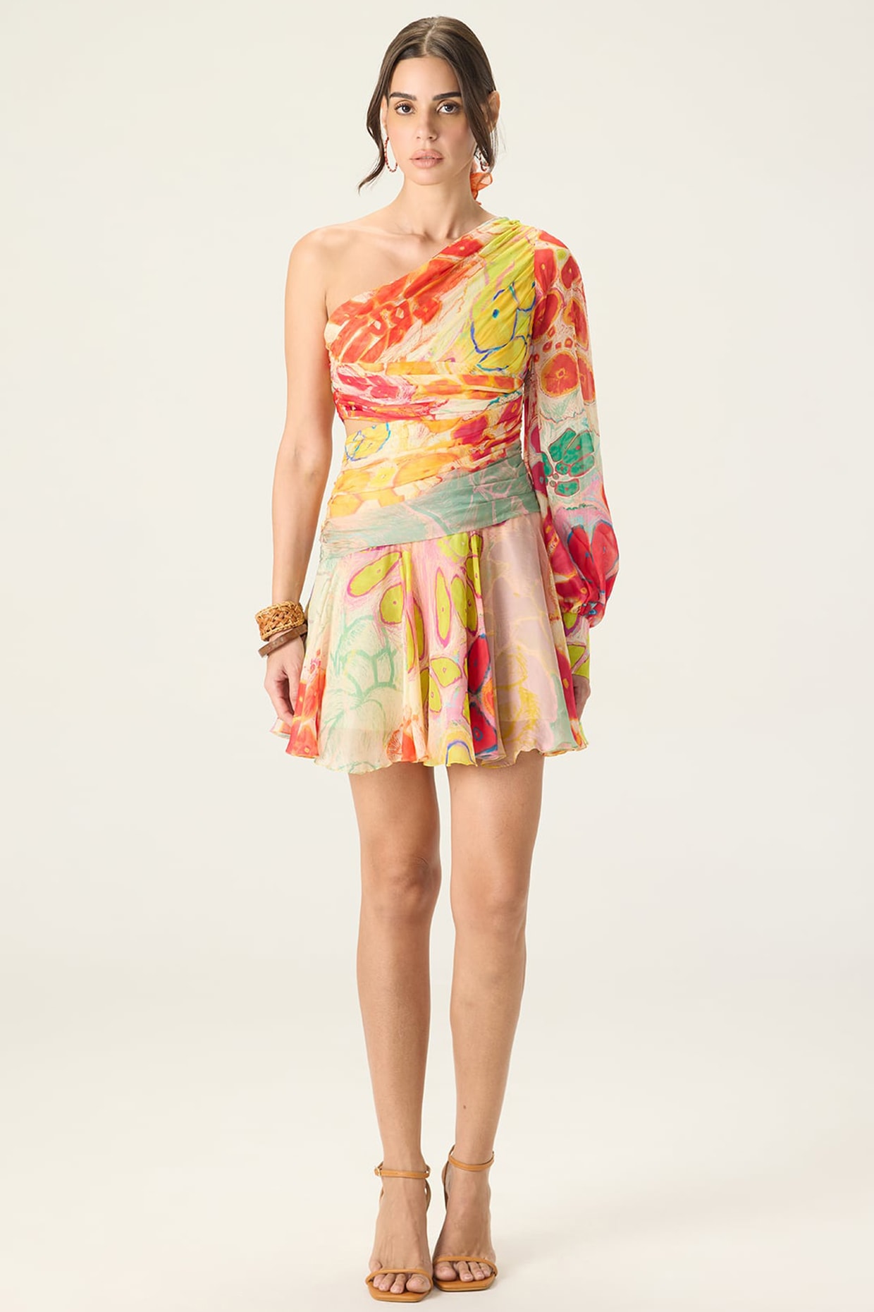 Saaksha & Kinni Multi-Colored Chiffon Floral Printed Mini Dress