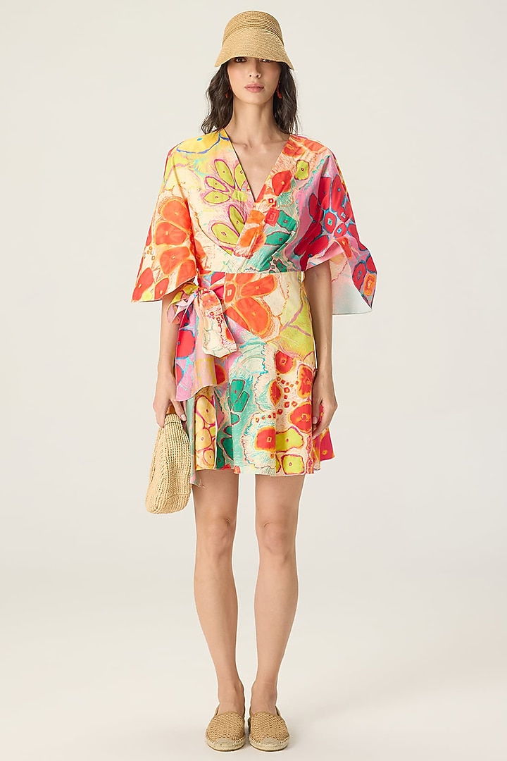 Multi-Colored Stretch Cotton Floral Printed Mini Vacation Dress by Saaksha & Kinni at Pernia's Pop Up Shop