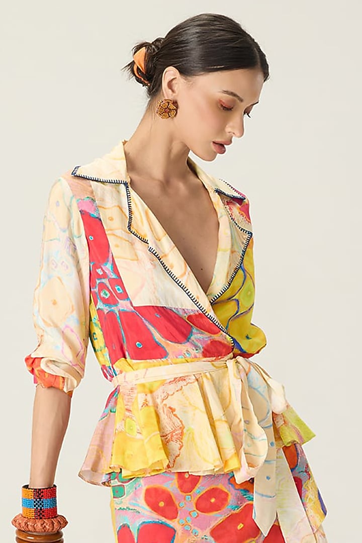 Multi-Colored Stretch Cotton Printed Co-Ord Set by Saaksha & Kinni at Pernia's Pop Up Shop