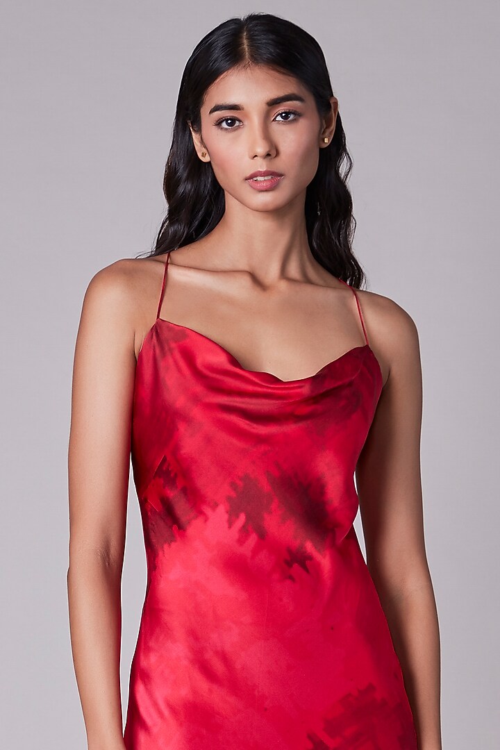 Cherry Satin Printed Slip Summer Dress by Saaksha & Kinni at Pernia's Pop Up Shop