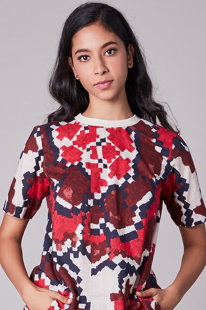 Multi-Colored Ikat Printed Blouse by Saaksha & Kinni at Pernia's Pop Up Shop